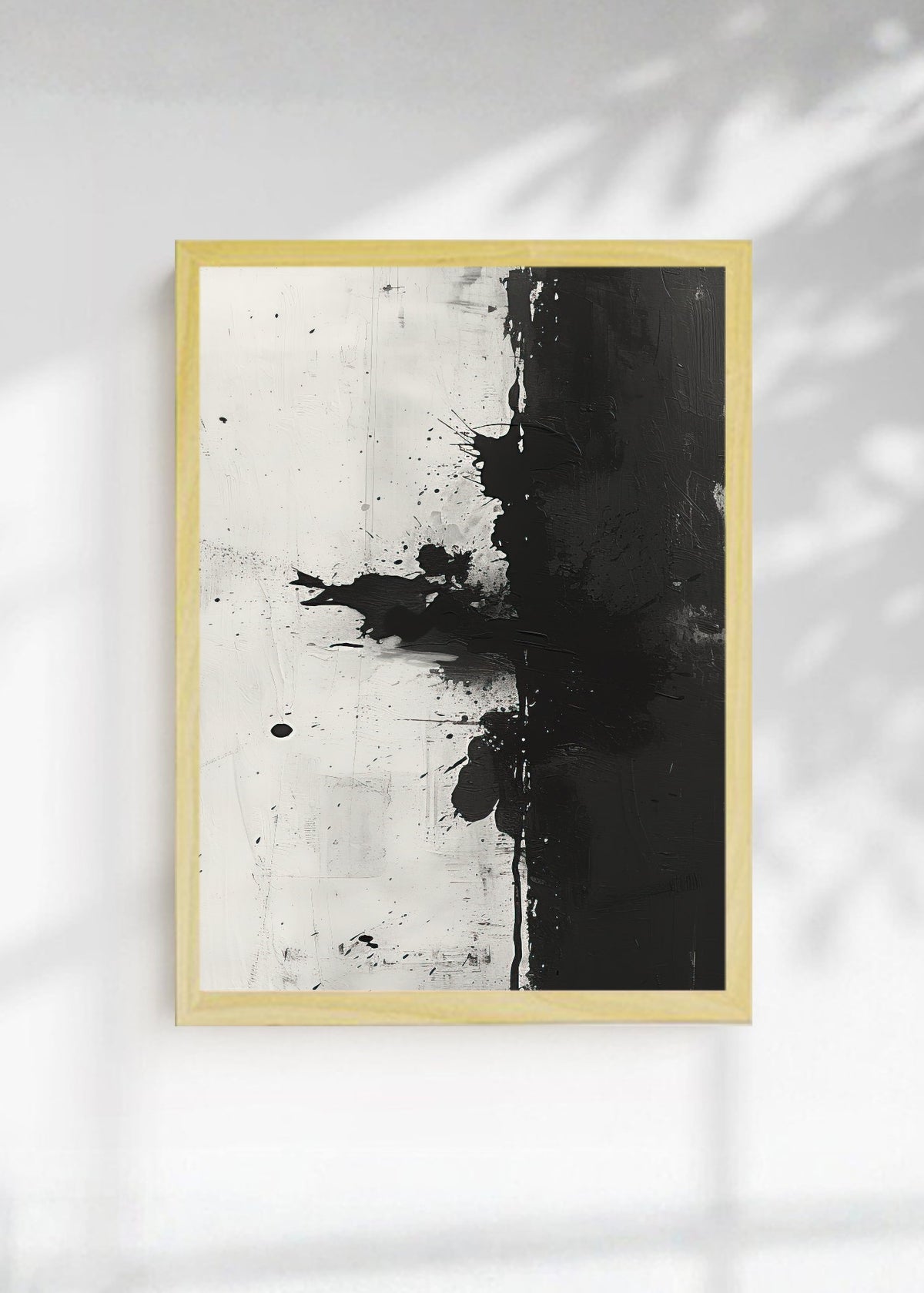 Cuadro Decorativo Abstracto, Salpicadura Negro Blanco