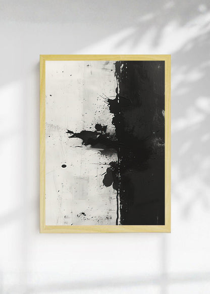 Cuadro Decorativo Abstracto, Salpicadura Negro Blanco
