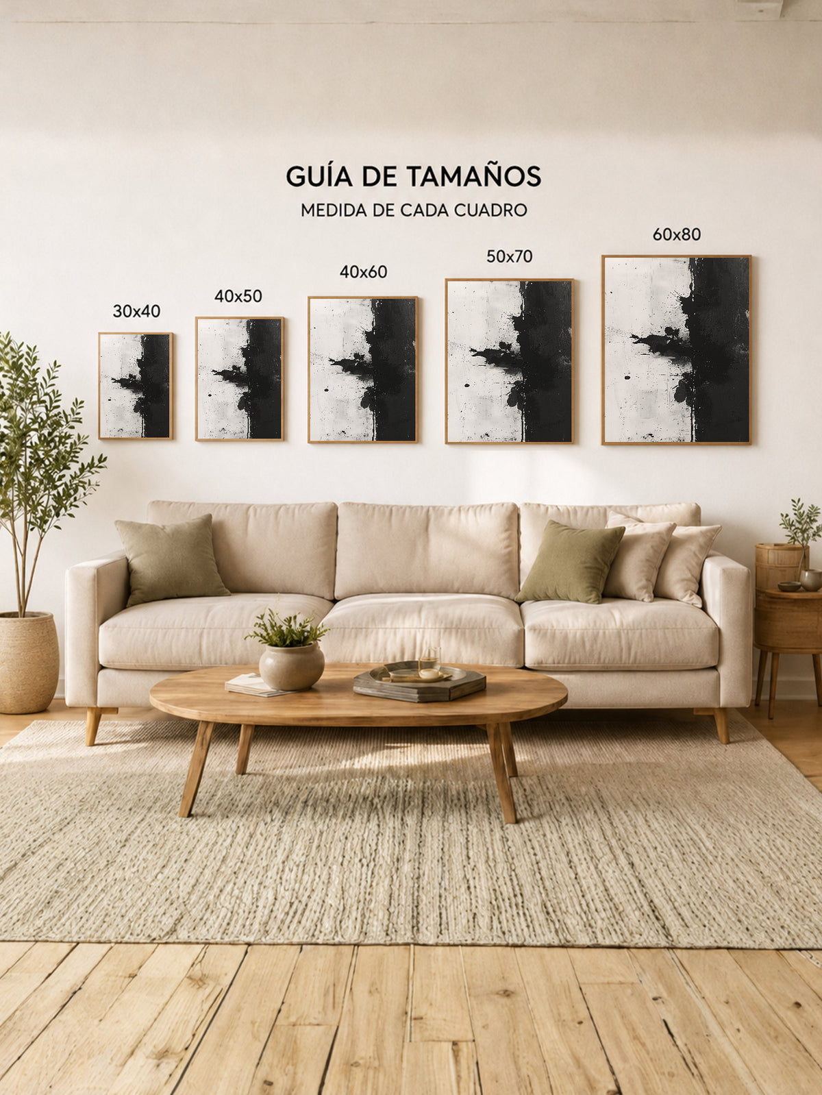 Cuadro Decorativo Abstracto, Salpicadura Negro Blanco
