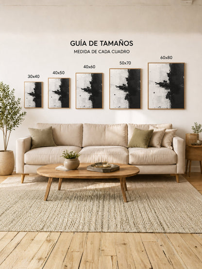Cuadro Decorativo Abstracto, Salpicadura Negro Blanco
