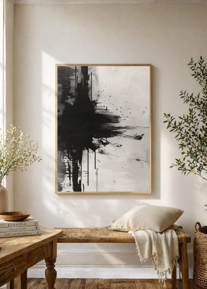 Cuadro Decorativo Abstracto, Salpicadura Vertical Gris