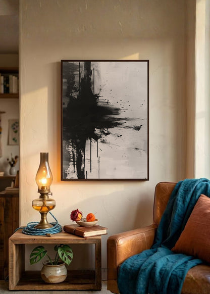 Cuadro Decorativo Abstracto, Salpicadura Vertical Gris
