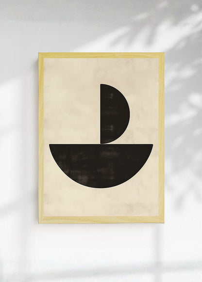 Cuadro Decorativo Abstracto, Semicírculos Negro Beige