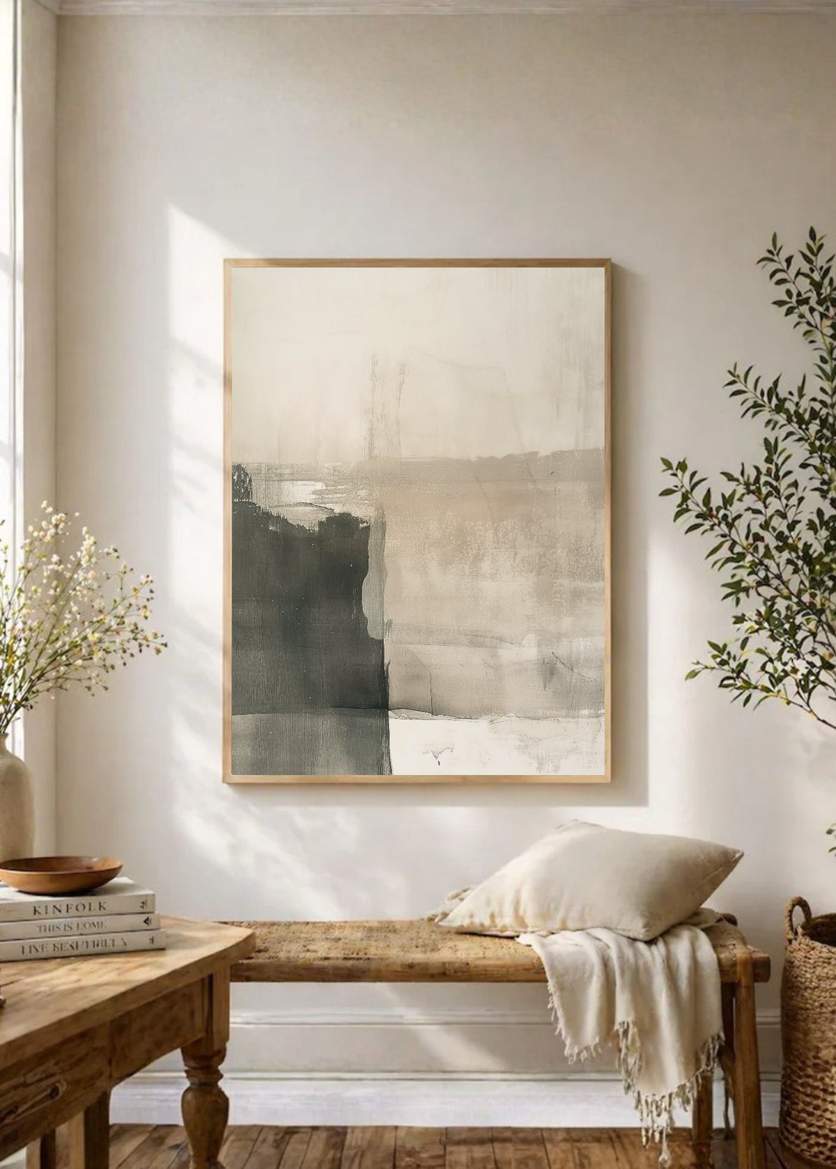 Cuadro Decorativo Abstracto, Suave Verde Gris