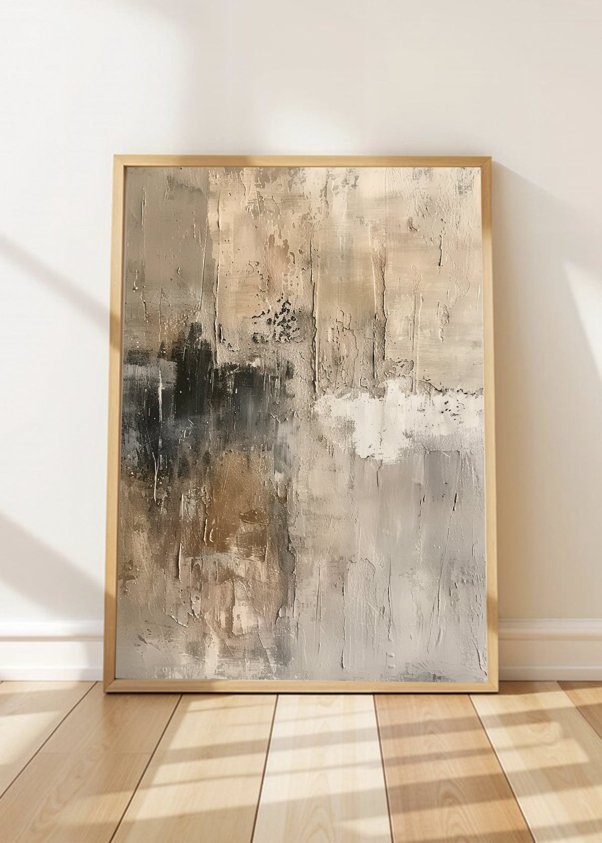 Cuadro Decorativo Abstracto, Textura Beige Gris