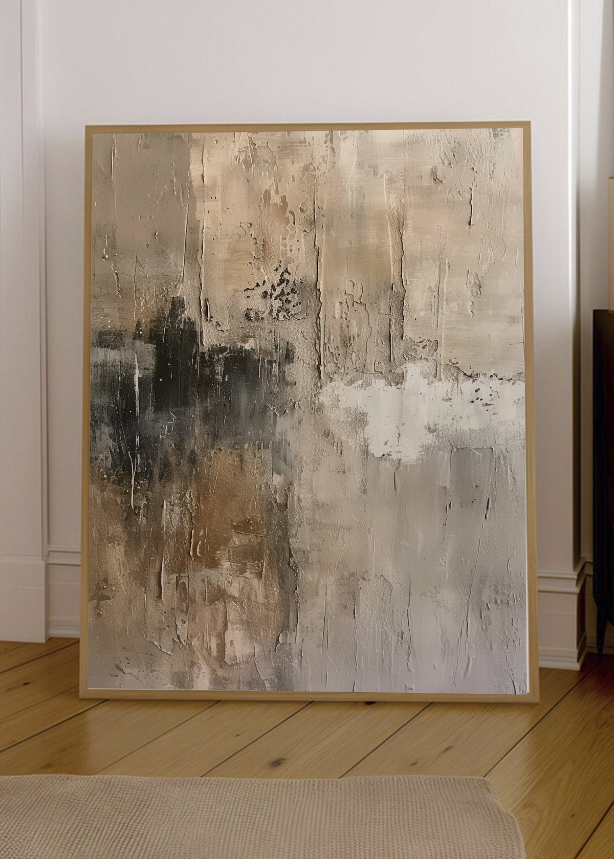 Cuadro Decorativo Abstracto, Textura Beige Gris
