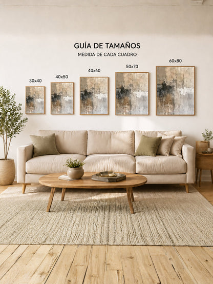 Cuadro Decorativo Abstracto, Textura Beige Gris