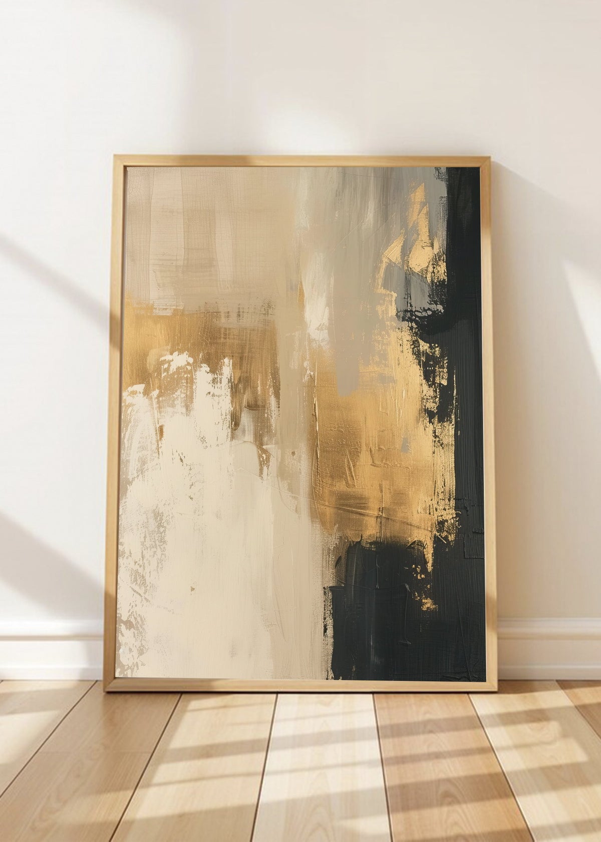 Cuadro Decorativo Abstracto, Textura Dorada Beige