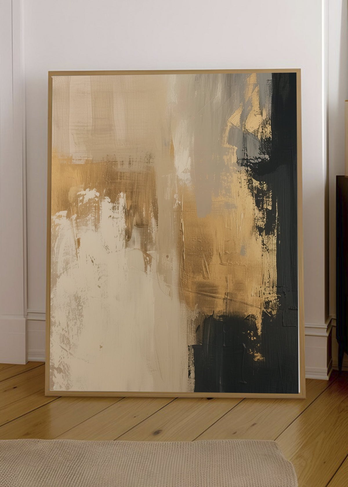 Cuadro Decorativo Abstracto, Textura Dorada Beige