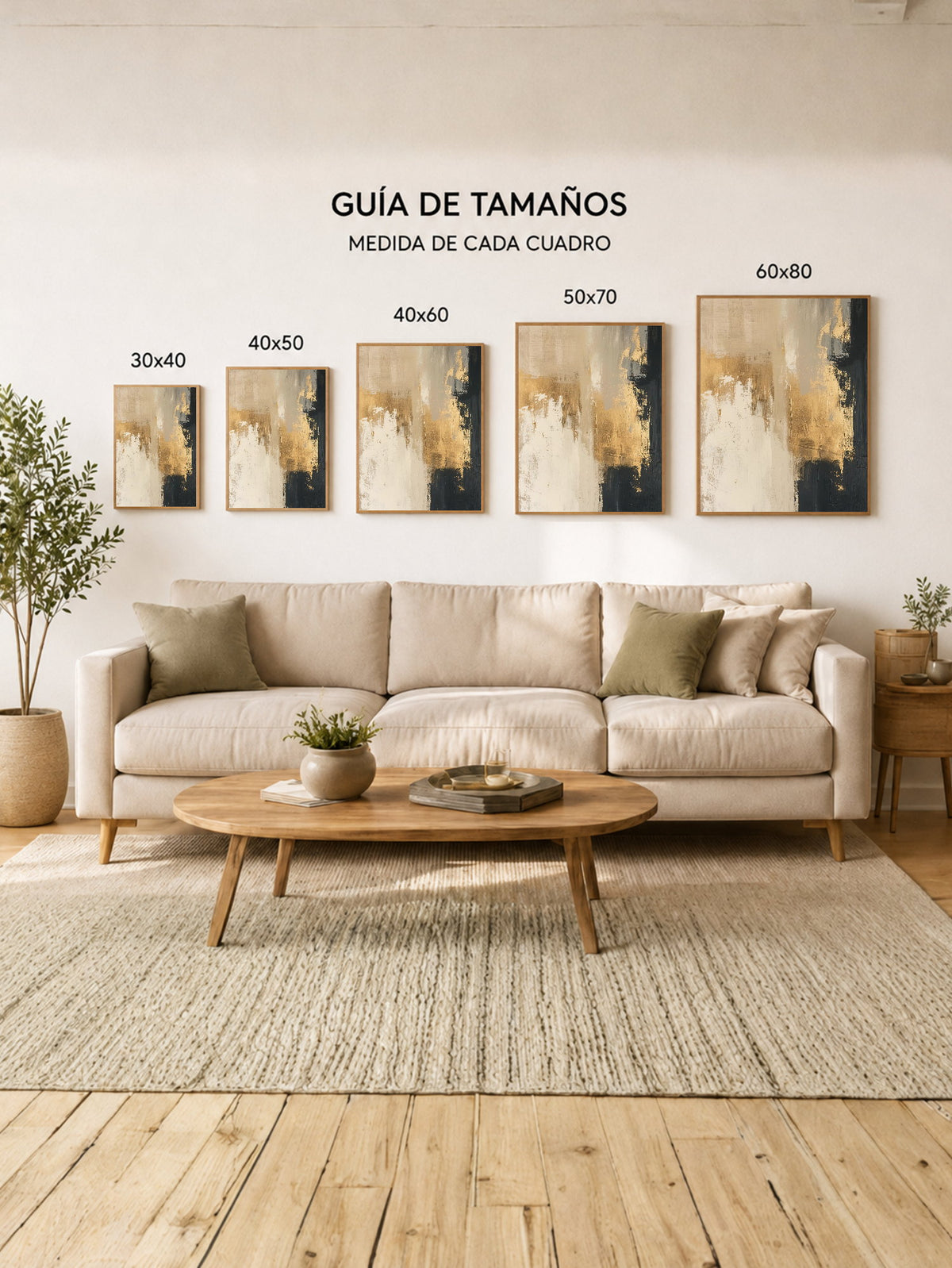 Cuadro Decorativo Abstracto, Textura Dorada Beige