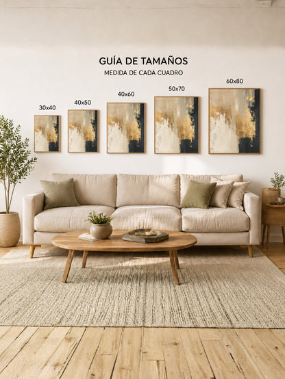 Cuadro Decorativo Abstracto, Textura Dorada Beige