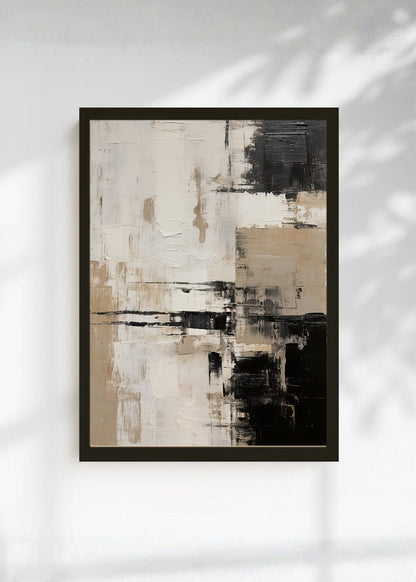 Cuadro Decorativo Abstracto, Textura Grilla Beige