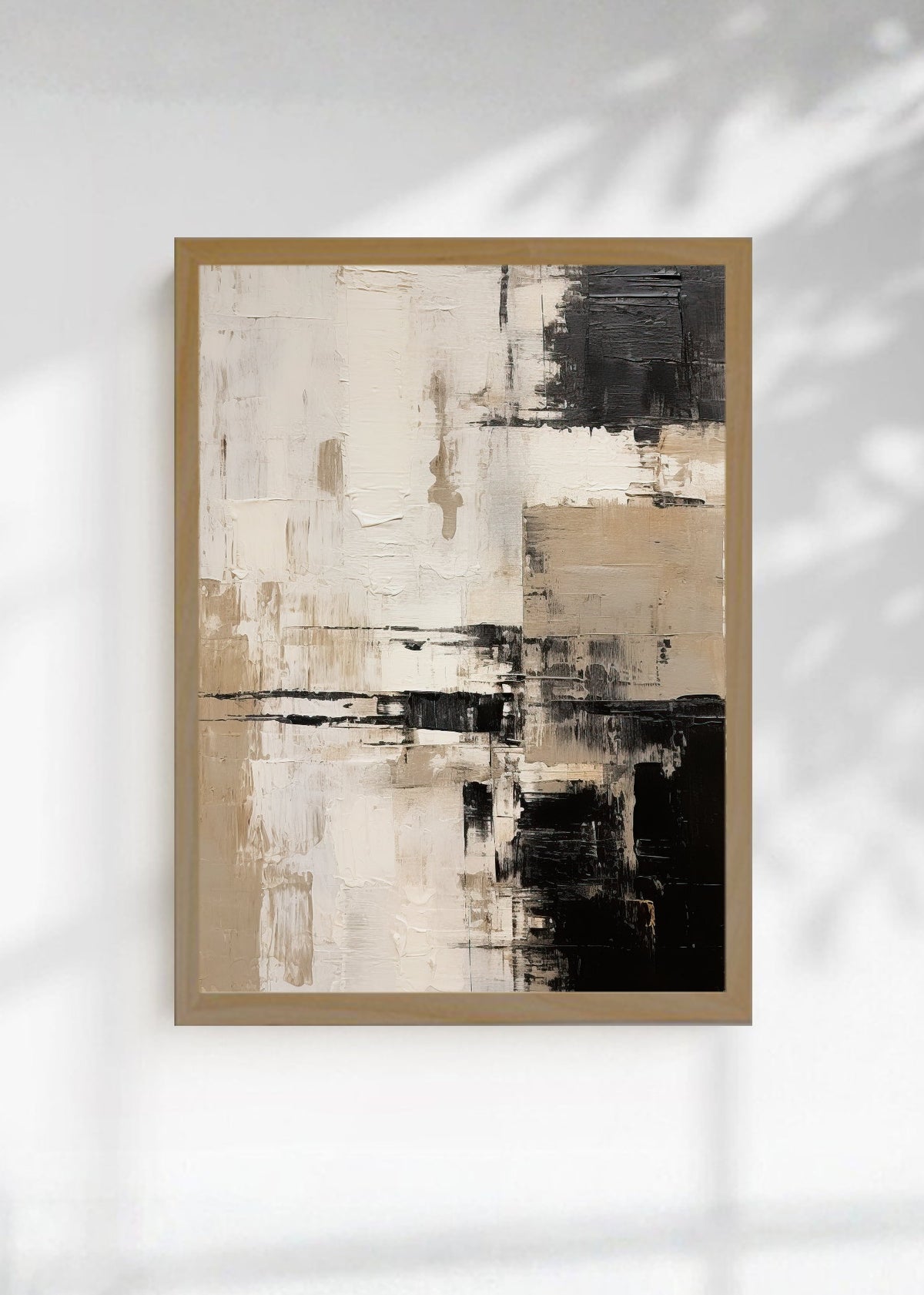 Cuadro Decorativo Abstracto, Textura Grilla Beige