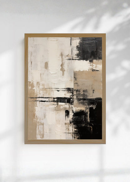 Cuadro Decorativo Abstracto, Textura Grilla Beige