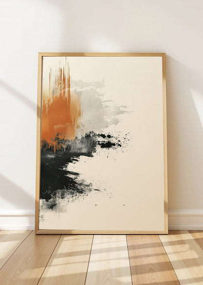 Cuadro Decorativo Abstracto, Tinta Naranja Crema