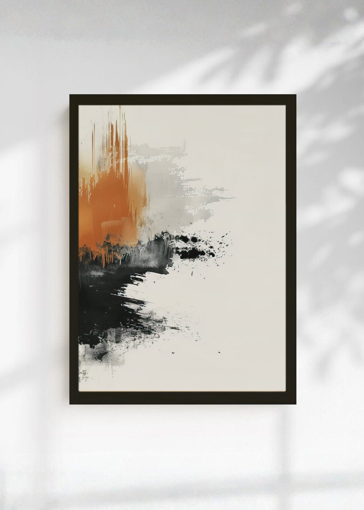 Cuadro Decorativo Abstracto, Tinta Naranja Crema