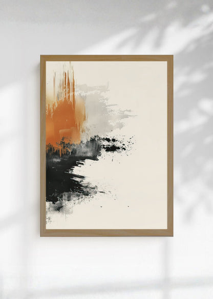 Cuadro Decorativo Abstracto, Tinta Naranja Crema
