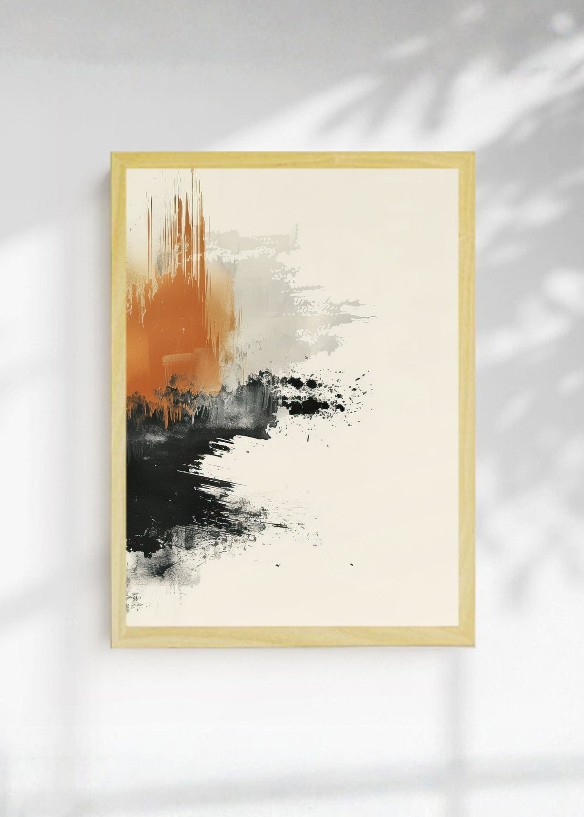 Cuadro Decorativo Abstracto, Tinta Naranja Crema