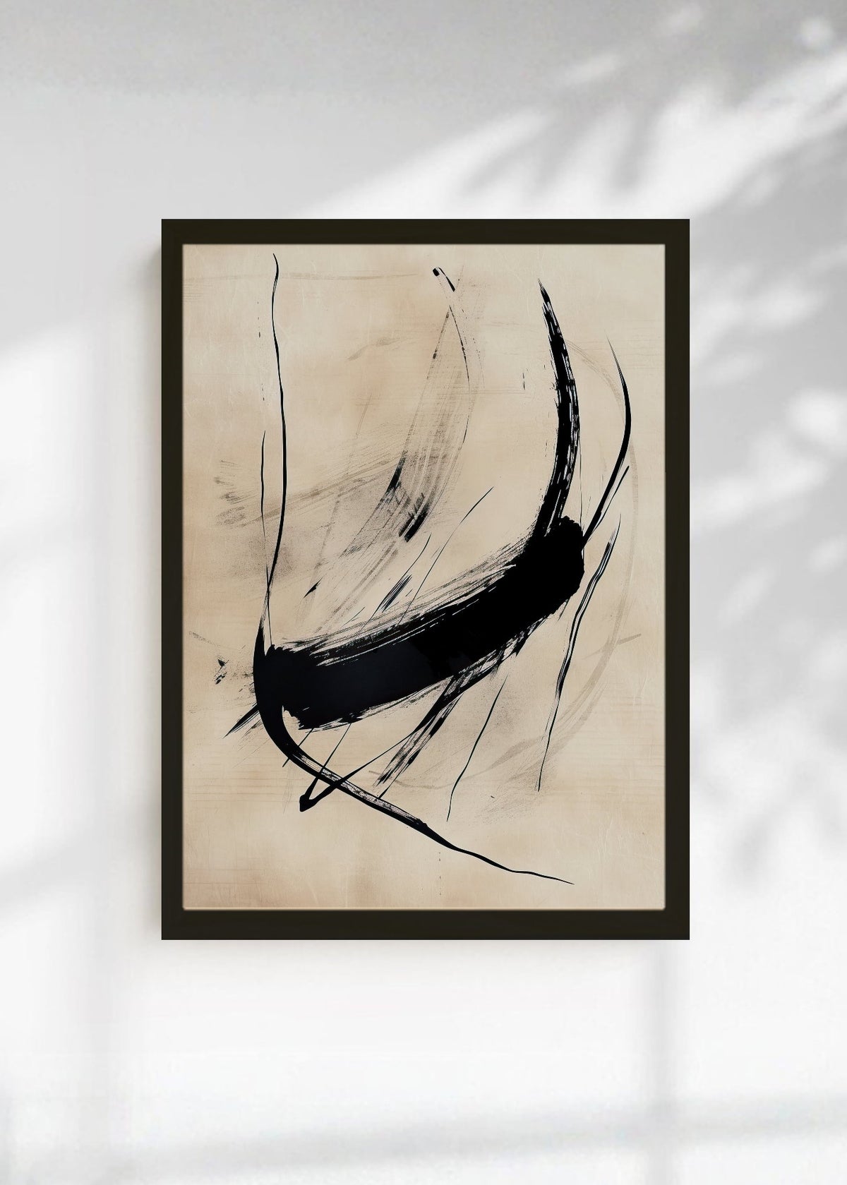 Cuadro Decorativo Abstracto, Trazo Caligráfico Beige