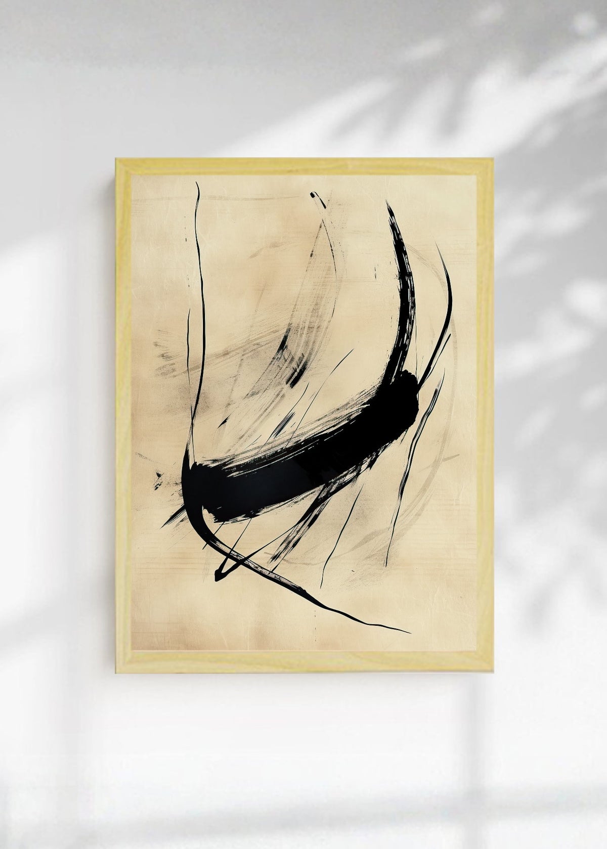 Cuadro Decorativo Abstracto, Trazo Caligráfico Beige