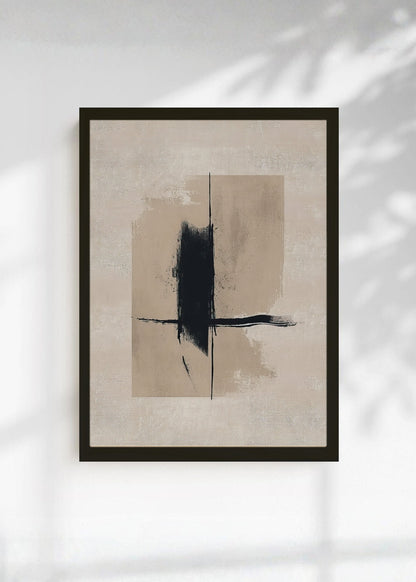 Cuadro Decorativo Abstracto, Trazo Cruz Beige