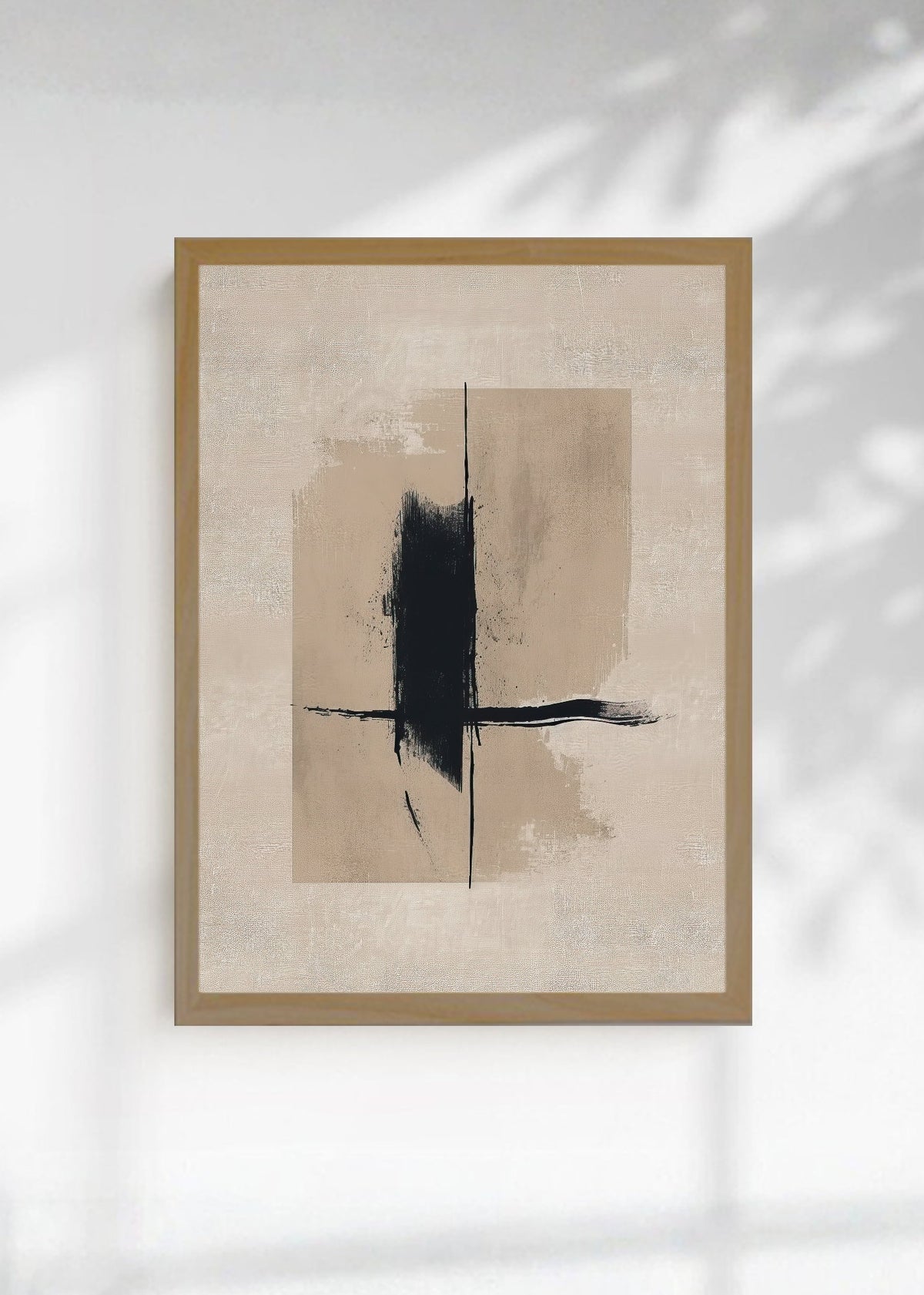 Cuadro Decorativo Abstracto, Trazo Cruz Beige