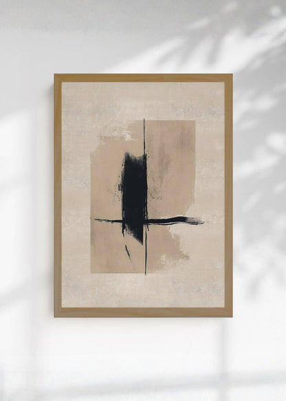 Cuadro Decorativo Abstracto, Trazo Cruz Beige