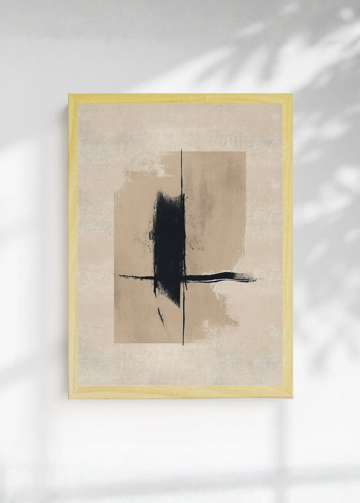 Cuadro Decorativo Abstracto, Trazo Cruz Beige