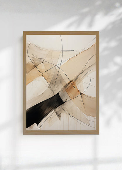 Cuadro Decorativo Abstracto, Trazos Cruzados Beige