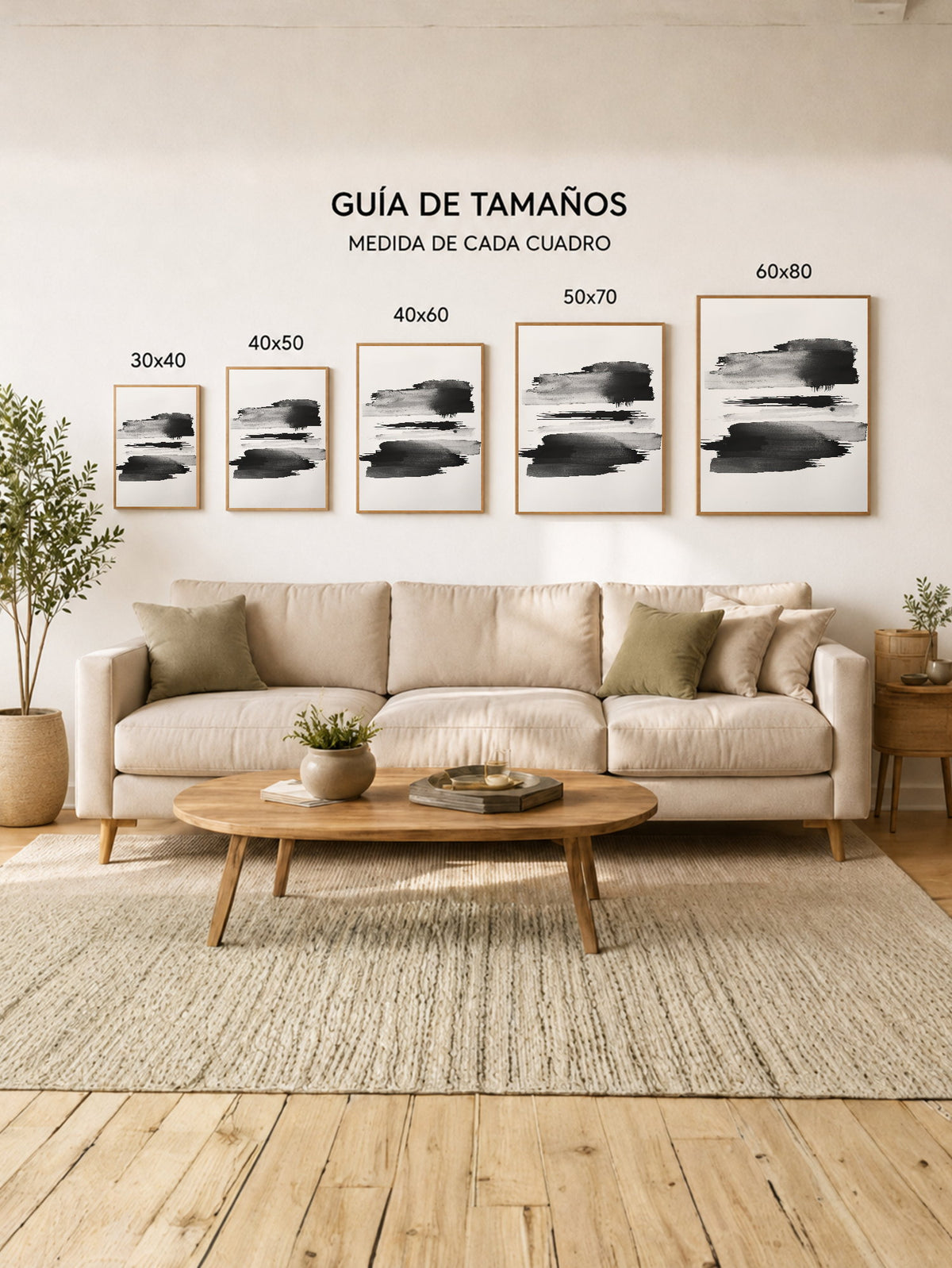 Cuadro Decorativo Abstracto, Trazos Horizontales Blanco