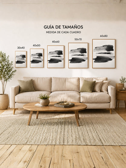 Cuadro Decorativo Abstracto, Trazos Horizontales Blanco