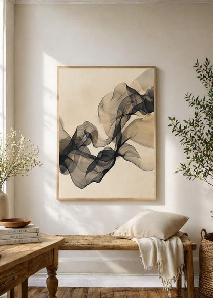 Cuadro Decorativo Abstracto, Velo Humo Beige