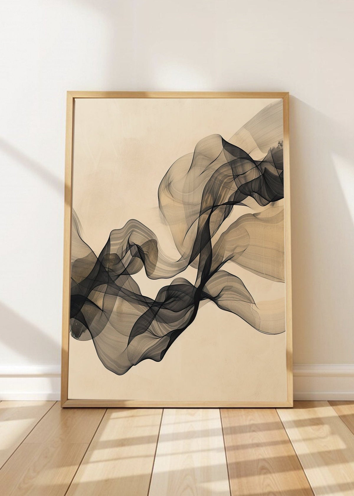 Cuadro Decorativo Abstracto, Velo Humo Beige
