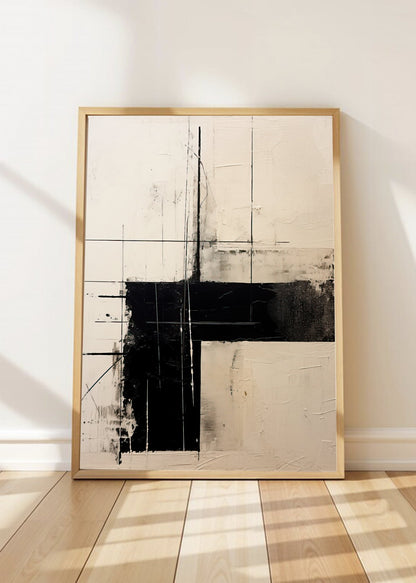 Cuadro Decorativo Abstracto, Verticales Negro Crema