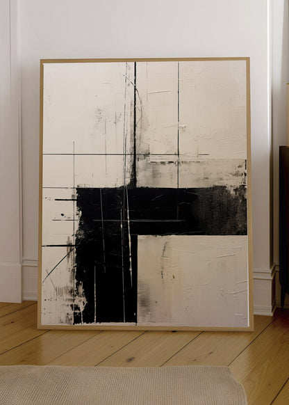 Cuadro Decorativo Abstracto, Verticales Negro Crema