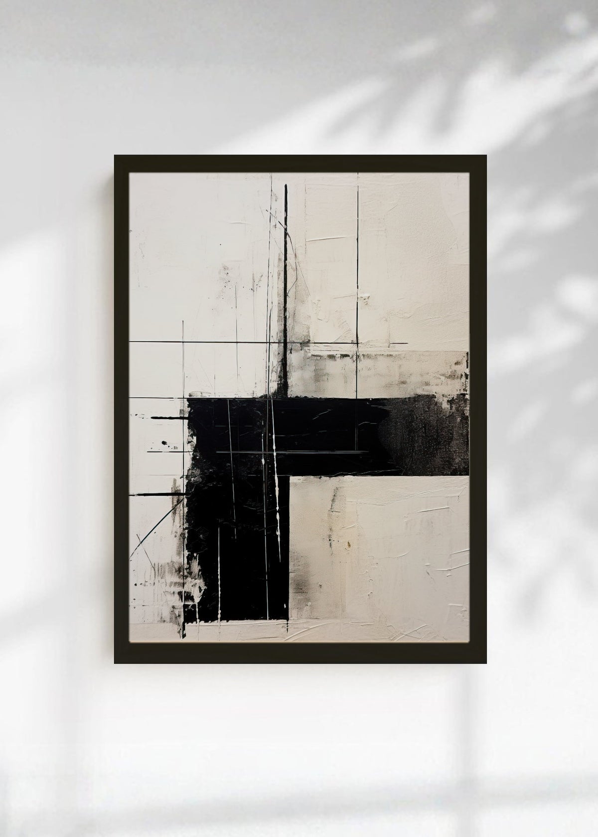 Cuadro Decorativo Abstracto, Verticales Negro Crema