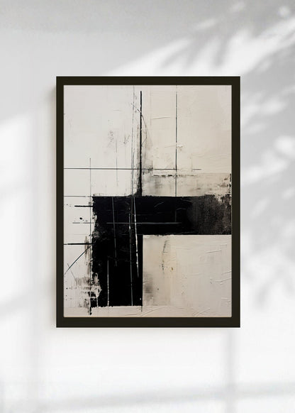 Cuadro Decorativo Abstracto, Verticales Negro Crema