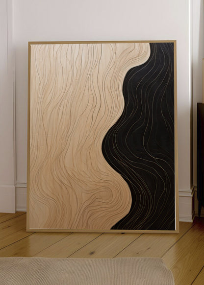 Cuadro Decorativo Abstracto, Veta Ondulada Beige