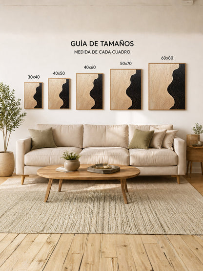 Cuadro Decorativo Abstracto, Veta Ondulada Beige