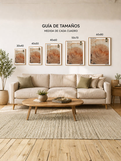 Cuadro Decorativo Japandi, Anillos de Tronco en Madera, Nenrin