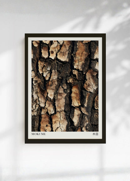 Cuadro Decorativo Japandi, Corteza de Árbol Marrón, Mokume