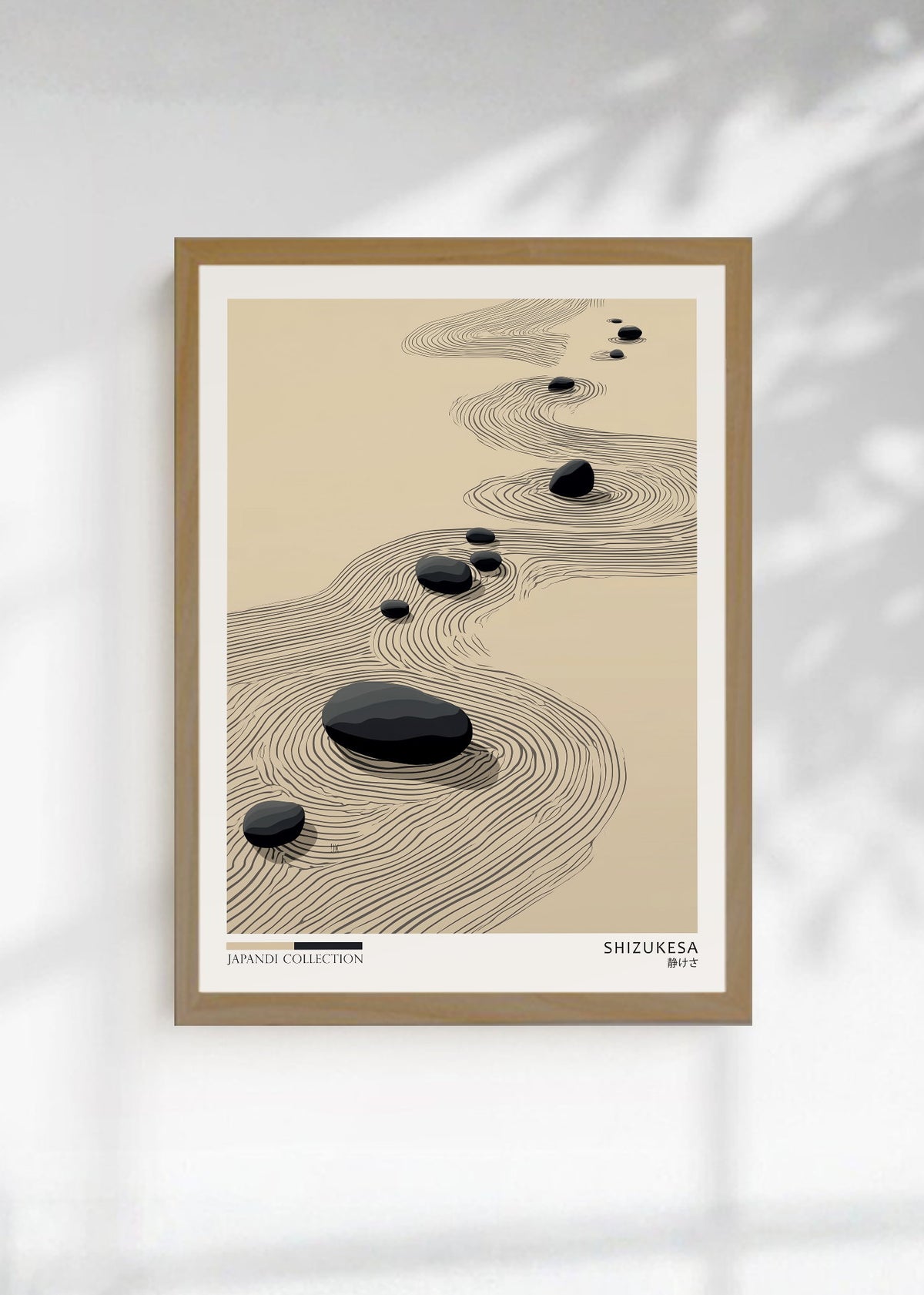 Cuadro Decorativo Japandi, Jardín Zen de Piedras Beige
