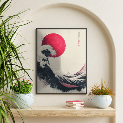 Cuadro Decorativo Japandi, Ola Japonesa, La gran ola I