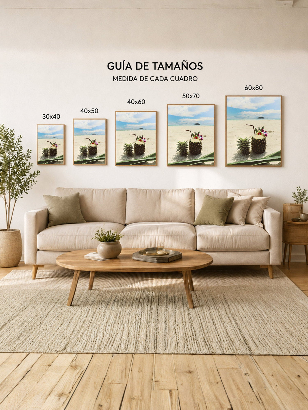 Cuadro Decorativo Playa, Ananá Bebida Arena