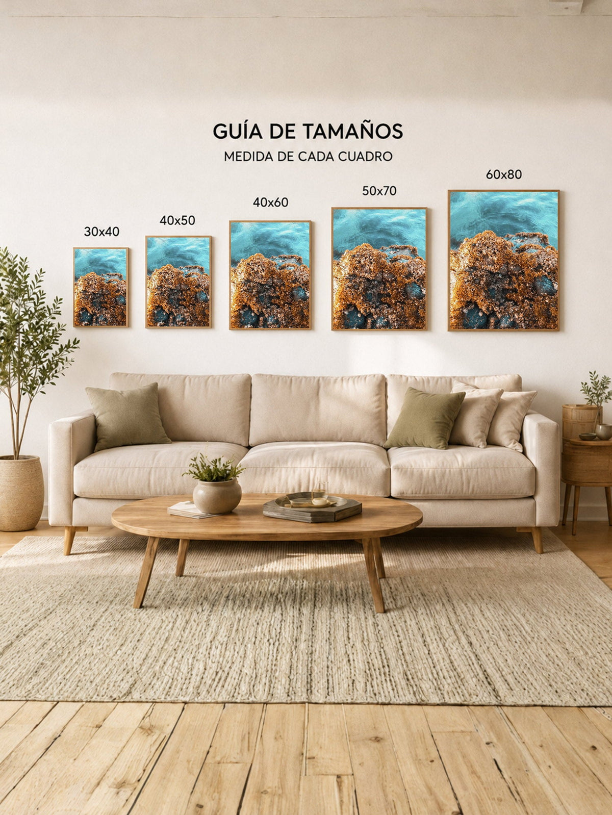 Cuadro Decorativo Playa, Arrecife Rocas Ocre
