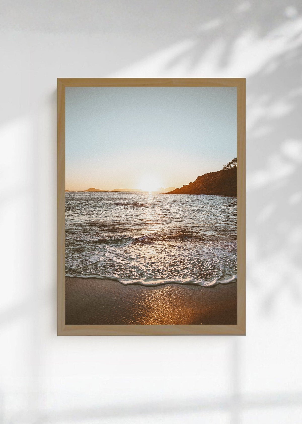 Cuadro Decorativo Playa, Atardecer Mar Dorado