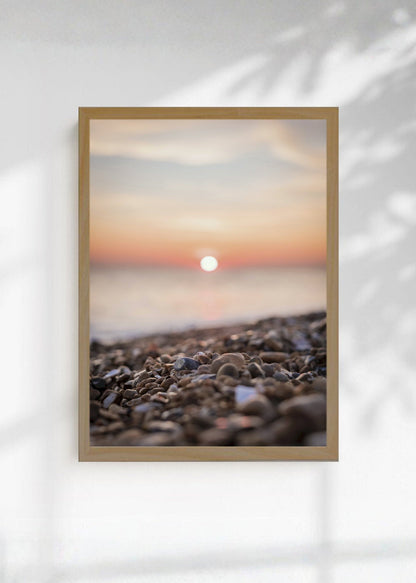 Cuadro Decorativo Playa, Atardecer Piedras Durazno