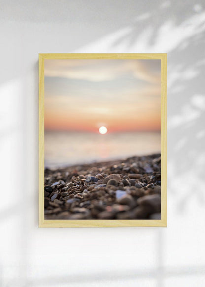Cuadro Decorativo Playa, Atardecer Piedras Durazno