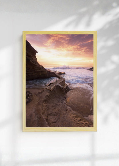 Cuadro Decorativo Playa, Atardecer Rocas Acantilado