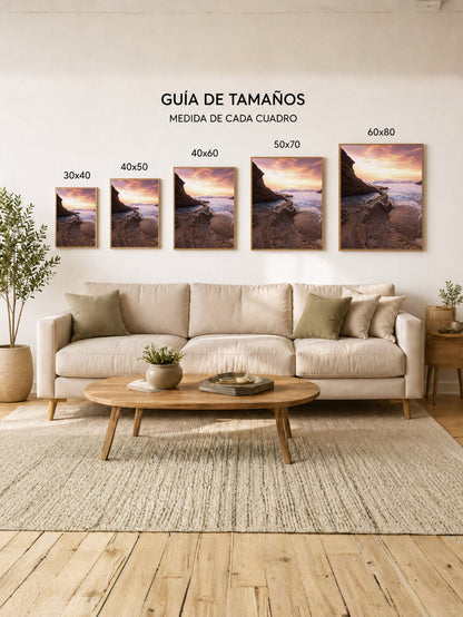 Cuadro Decorativo Playa, Atardecer Rocas Acantilado